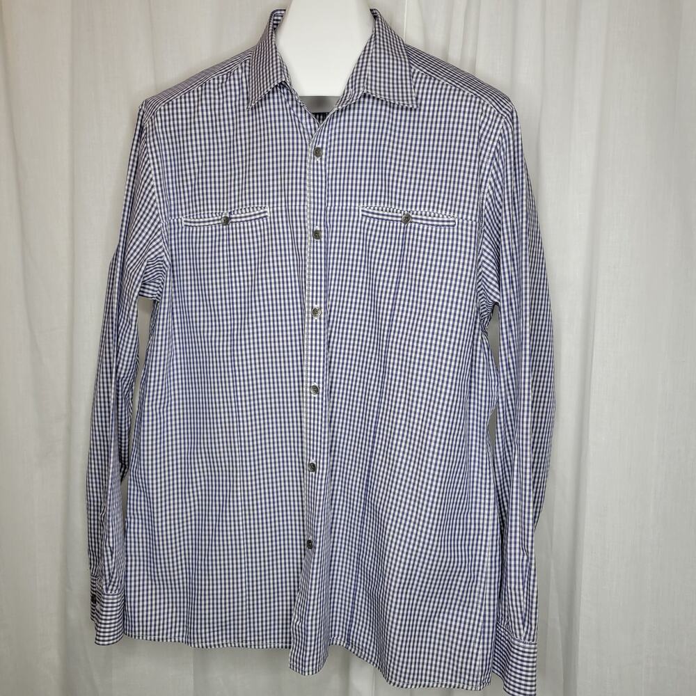 Kenneth Cole Reaction Lavender White Check Dress Shirt, XL